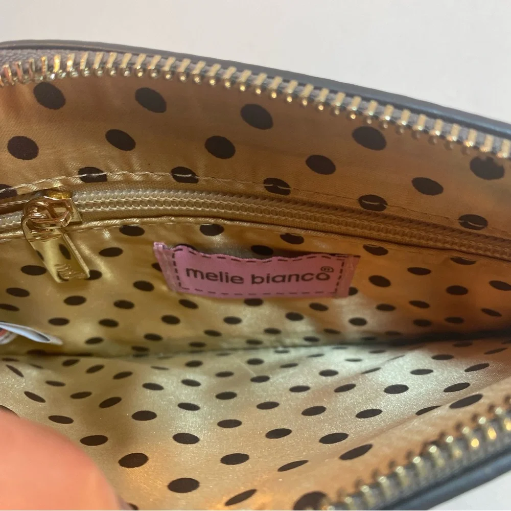 Melie Bianco Gray Faux Leather Convertible 3 Way Crossbody Wristlet‎ Purse Bag
